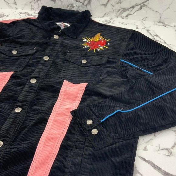Men’s Frost Original Dear Sins Black | Pink Corduroy Jacket NWT - Picture 5 of 7
